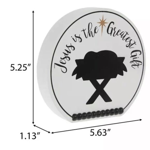 Jesus Is The Greatest Gift Wood Decor Black and White Decorative Plaque - Picture 2 of 4